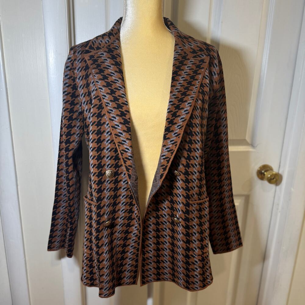 Joie Double-Breasted Houndstooth Sweater Blazer Size M - Picture 4 of 8